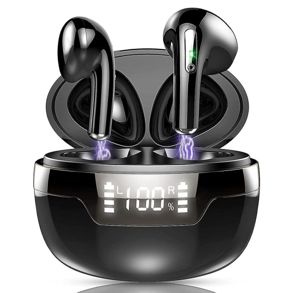 Bluetooth 5.2 hörlurar, trådlösa mini in-ear hörlurar med S Black