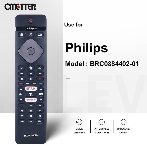 Lämplig för Philips Smart TV-fjärrkontroll BRC0884402-01 398GR10BEPHN0017BC Med Netflix