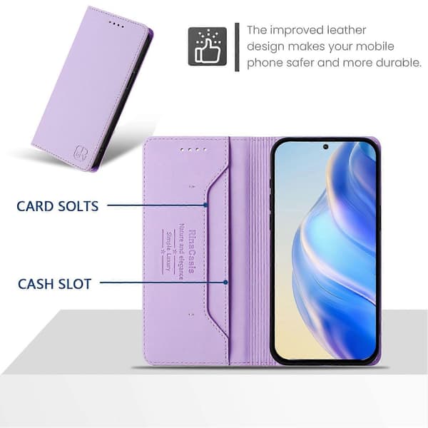 För Samsung Galaxy A26 5G Läderfodral Plånboksstativ Magnetisk Stängning Stötsäkert Telefonfodral Light Purple