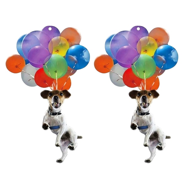 Söt hund bil hängande prydnad med färgglada ballong hängande orn