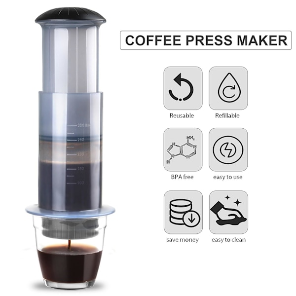 Kaffe- og espressopressemaskin, bærbar kaffemanuell maskin W