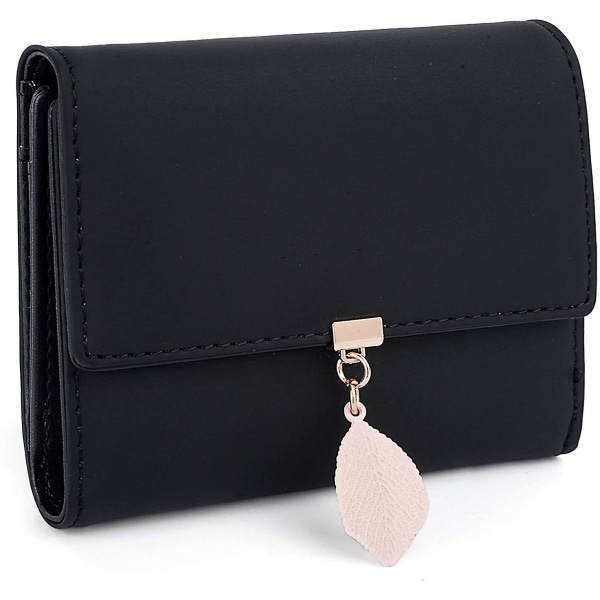 Pu Leather Lady Card Plånbok Lövhänge (svart) black