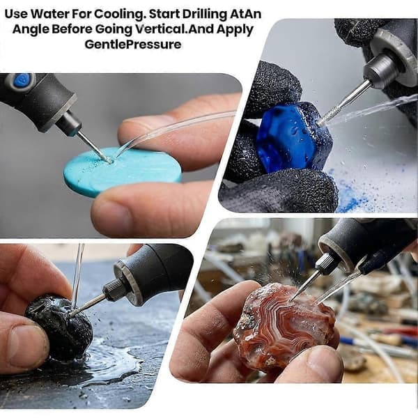 30 STK Diamantborebits Sæt 1mm 2mm 3mm, 1/8\" Skaft til Dremel Belagt Slibebit Roterende Værktøjstilbehør Silver