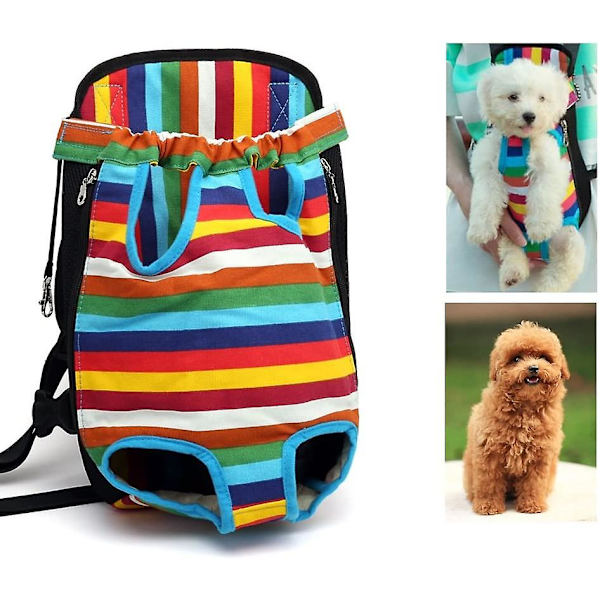 Handsfree Justerbar Ryggsäck Resväska Kompatibel med Husdjursraser Utomhus Rainbow stripes