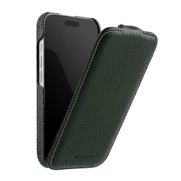 [LCS] MELKCO Vertical Flip Case in Genuine Cowhide + PC for iPhone 17 Pro Max (MagSafe Compatible) Green