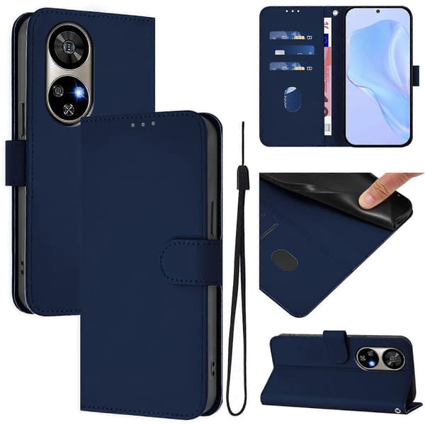 [LCS] Skinnkänsla Enfärgat Läderfodral med Rem Navy Blue For Ulefone Note 17 Pro