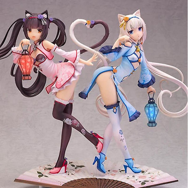 Nekopara Alphamax Modell Japanskt Spel Choklad / Vanilj Statisk Modell Gåva För Fans Samling Cheongsam Chocolate