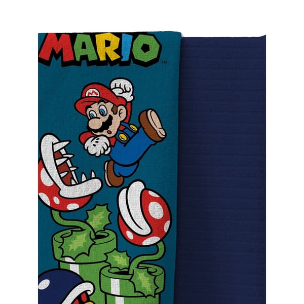 Super Mario Hoppande Strandhandduk i Bomull En Storlek Blå/Flerfärgad One Size Blue\/Multicoloured