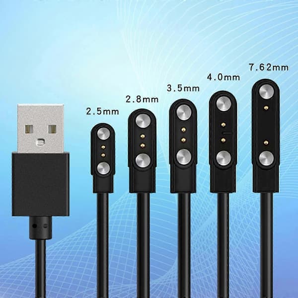 Universell magnetisk ladebase for 2-pins USB-klokke strømadapterstativ Black 2.8mm 9mm