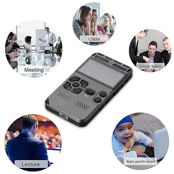 64gb Genopladelig LCD Digital Lyd Stemmeoptager Diktafon MP3 Afspiller