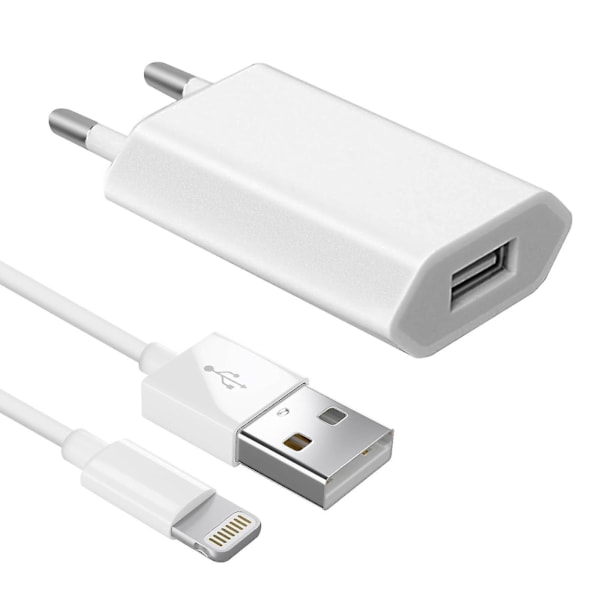 [LCS] USB-lader + Lightning-kabel (iPod, iPhone) - Hvit