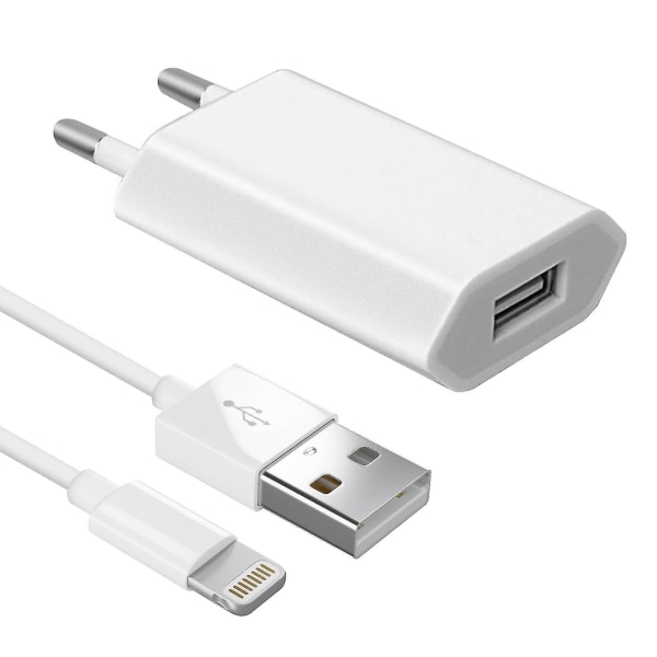 USB nätladdare + Lightning-kabel (ipod, Iphone) - Vit