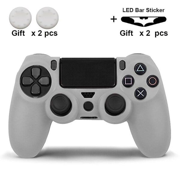 Silikongummifodral för Sony Playstation 4 PS4-kontroller, skyddsskal för PS4 Pro Slim gamepad-kontroller med tumgrepp Transparent white