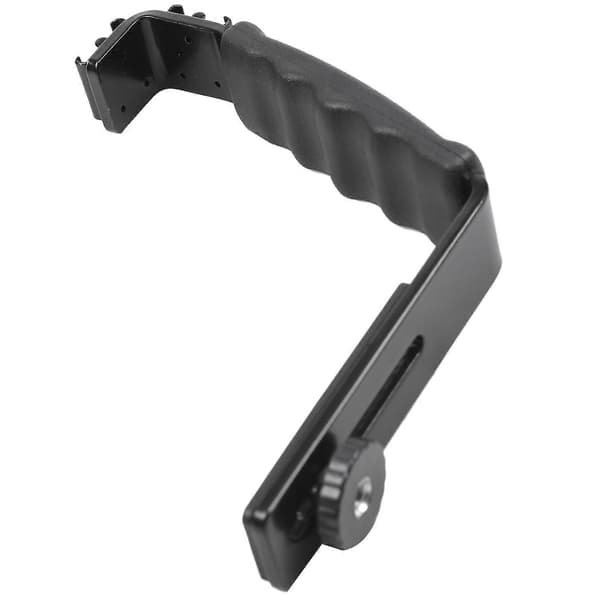 Fotoblitz videokamera greb håndtag L-håndtag med 2 standard side hot shoe montering holder DSLR Black