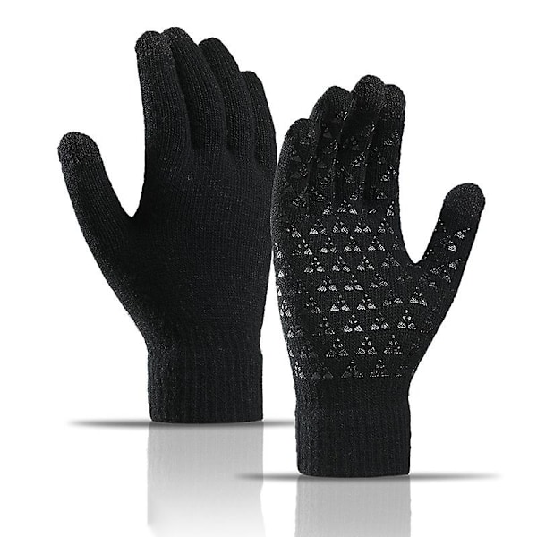 Vinter varm mössa Halsdukshandskar set Unisex vinter varm stickad mössa Halshandske för män Gloves Black