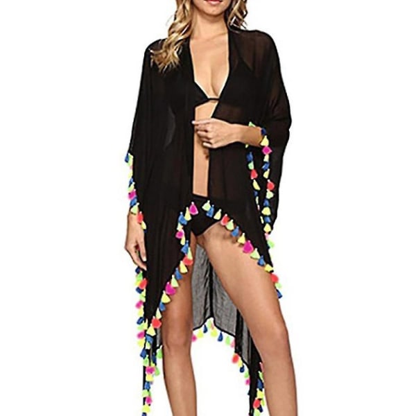 Tassel Frame Summer Bikini Cover Up Suncreen Beachwear Cardigan