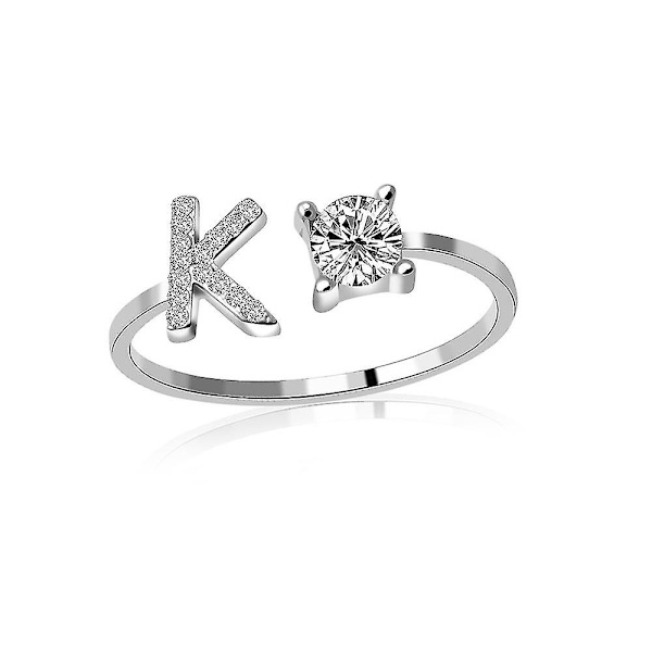 A-z Kirjain Kultavärinen Metalli Säädettävä Avoin Sormus, Nimikirjaimet Nimi Aakkosto Silver Color K