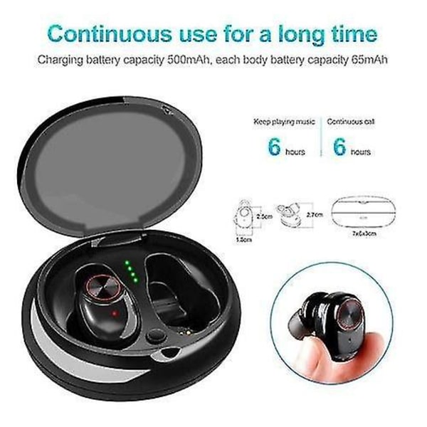 V5 TWS BT 5.0 + EDR True Wireless Hörlurar med 500mAh Laddningsbox