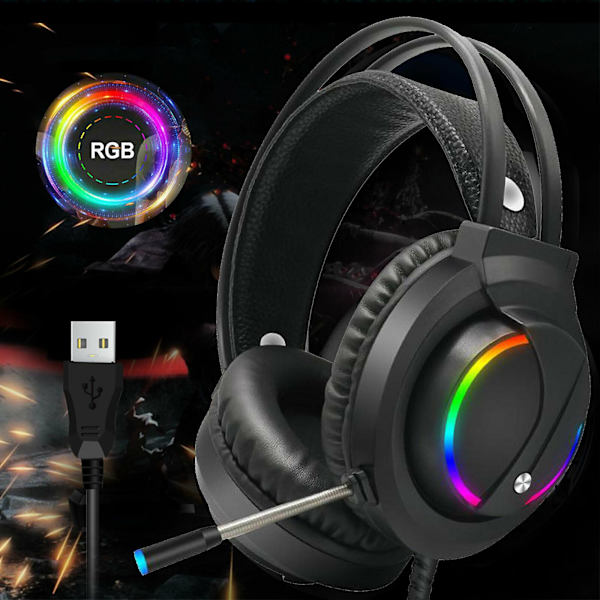 Gaminghörlurar Rgb Surroundljud Mikrofon 7.1 Usb Headset Med Kabel För Ps4 Laptop