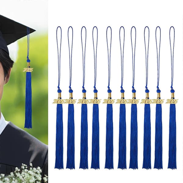 10x Graduationskvaster 2025 DIY Håndværk til Skolegaveindretning med 2025 Års Charm blue