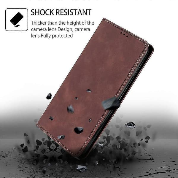[LCS] Flipfodral för Nokia C22 Hudvänligt PU-läder Vikbart Stativfodral med Kortplatser Style D Nokia C22 Dark brown