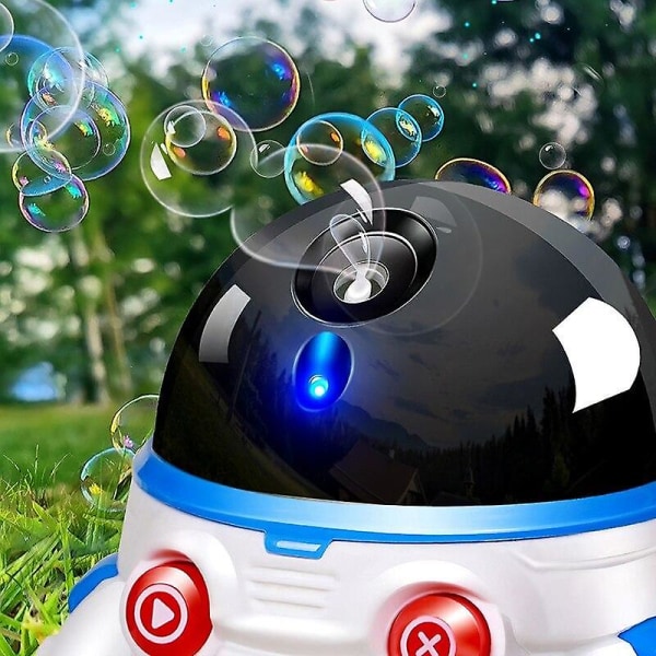 Elektrisk Bubble Machine Spaceman Ljud Ljus Bubble Robot Ny Hot Rea Soapy Water Bubble（Blå）