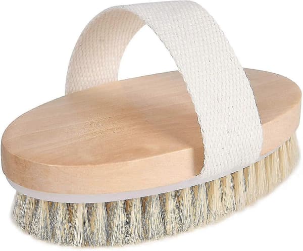[LCS] Kropsbørste, Naturlig Børste Brusebørste, Tørbørstning Rygskrubber til Eksfoliering, Massage, Forbedring af Blodcirkulation Cellulite