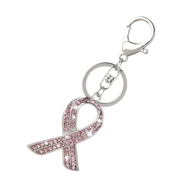 [LCS]2xPink Ribbon Crystal Charm Riipus Avaimenperä