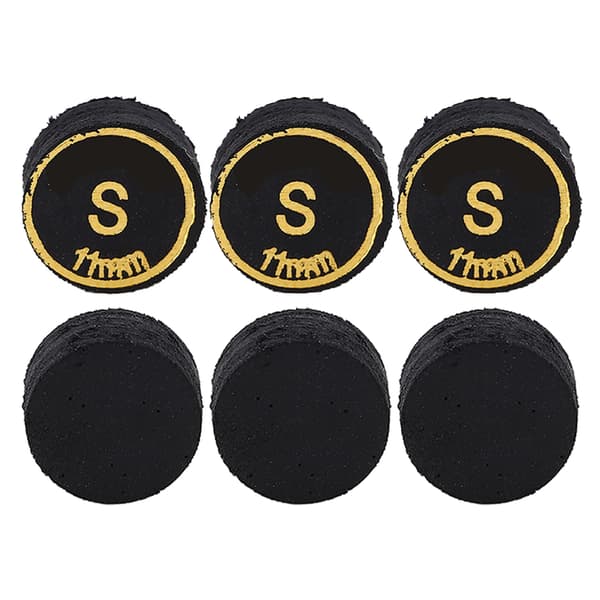[LCS]6 stk. Billardkøspidser PU Multi-layer Poolkøspidser Erstatning Kompatibel med Billardspil Sort S 0.1