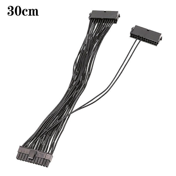 30CM Dubbel PSU Strömförsörjningssplitterkabel för 24-Pin Moderkort 18AWG