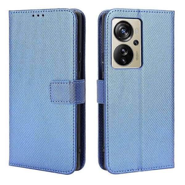 Diamanttexturerat läderfodral för ZTE Axon 40 Pro Blue