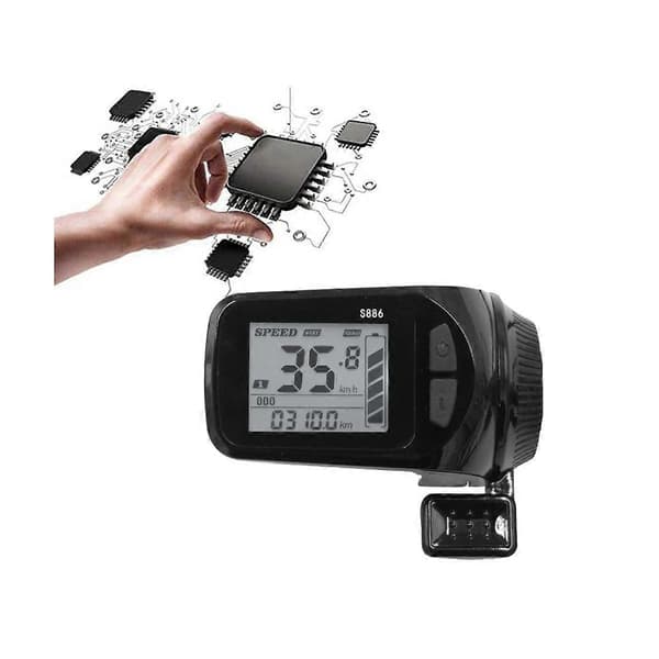 24V/36V/48V/60V S886 Ebike LCD-displaypanel Tumgasreglage 5PIN 6PIN för elcyklar E-scooter Black