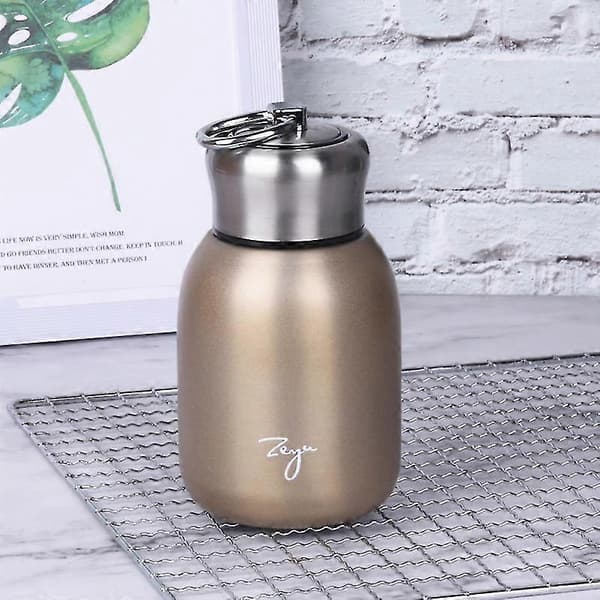 Mini kaffetermos bärbar resevattenflaska isolerad termoflaska Gold(300ml) 300ML