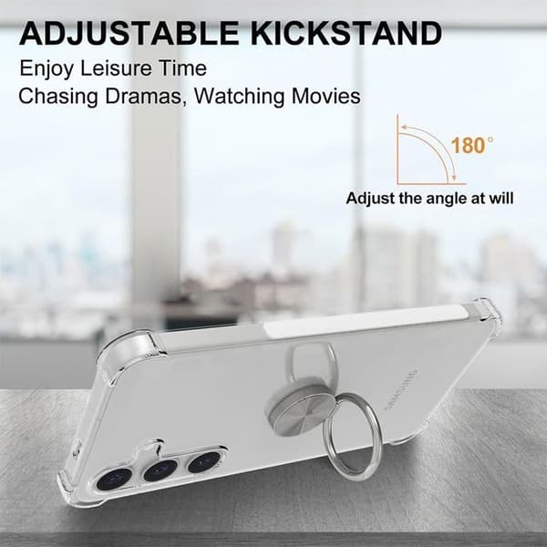 [LCS]Silicone Case - BOOLING - for Samsung Galaxy S26 Plus - Shockproof Slim Transparent with Stand Svart, klar