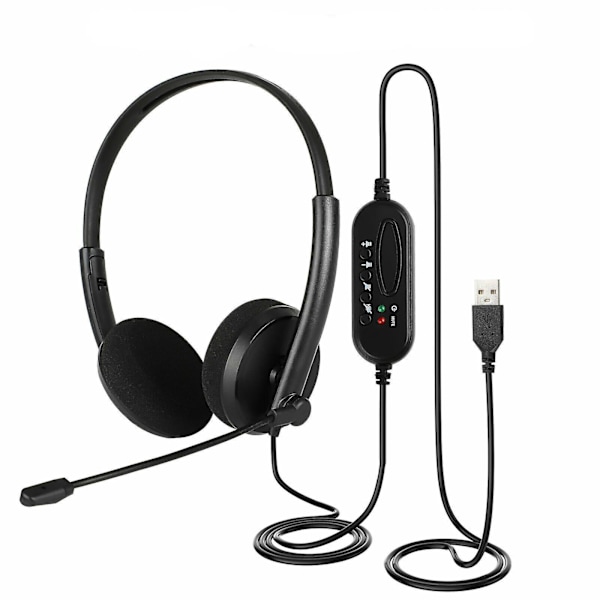 USB Headset med Mikrofon Støjreducerende Computer Headset til PC Chat Opkald