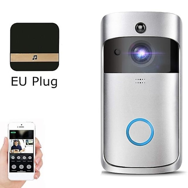 Wifi Smart Video Dørklokke Intercom Smart Kamera Dørklokke Pir Detektion Kamera Nattesyn Hjemmesikkerhed Video Dørklokke Silver