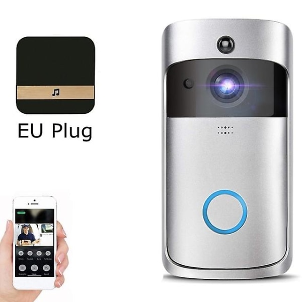Wifi Smart Video Dörrklocka Intercom Smart Kamera Dörrklocka Pir Detektering Kamera Mörkerseende Hem Säkerhet Video Dörrklocka Silver