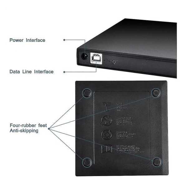 Usb 2.0 Ekstern Cd/dvd Afspiller (Sort)