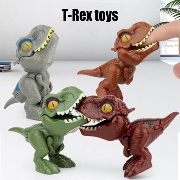 Dinosaurmodell Leke Bite Finger Dinosaur Ledd Bevegelig Tyrannosaurus Egg Simulering Pedagogiske Leker Gray