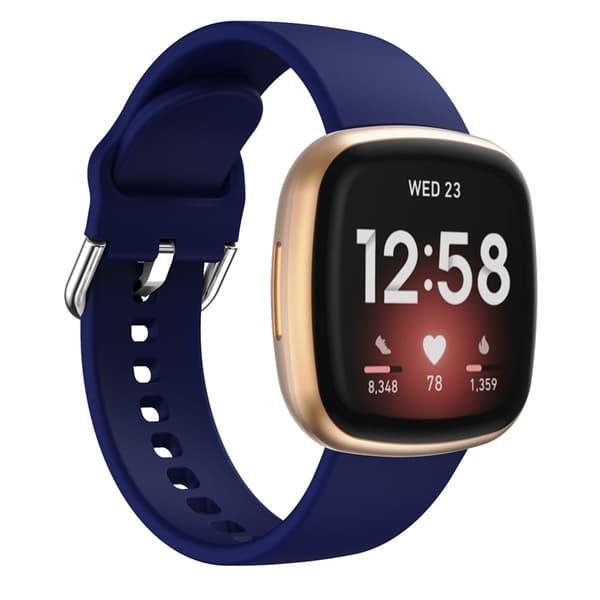 Silikonearmbånd Versa 3/Fitbit Sense - Mørkeblå Mørkeblå DarkBlue M\u00f6rk Bl\u00e5