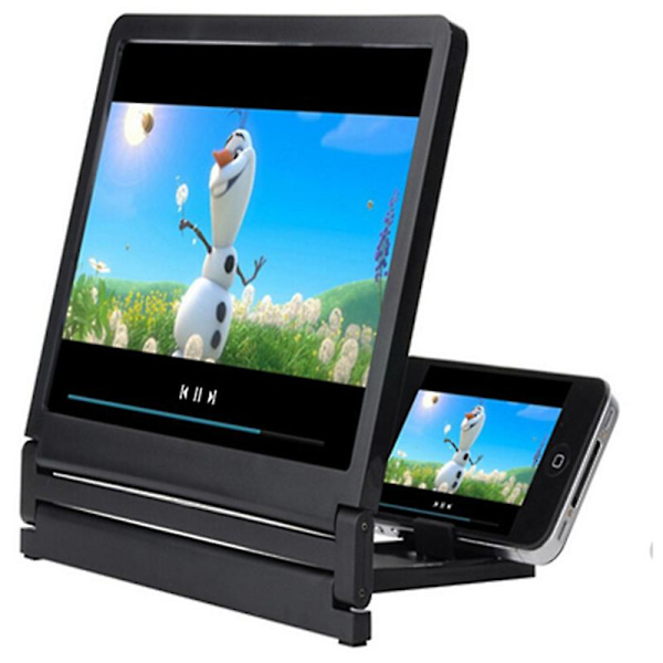 3x Zoom Forstørrelsesglas Skærm Foldbar HD Forstærker Smartphone Holder Black
