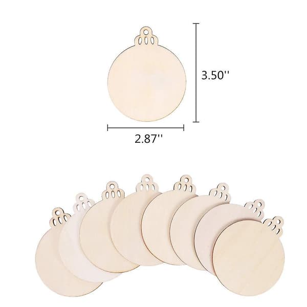 30 stk. 8,9 cm DIY Julepynt i Tre, Ubehandlede Ferdigborede Treskiver, Sirkler Kompatible med Håndverk Midtstykker 30PCS