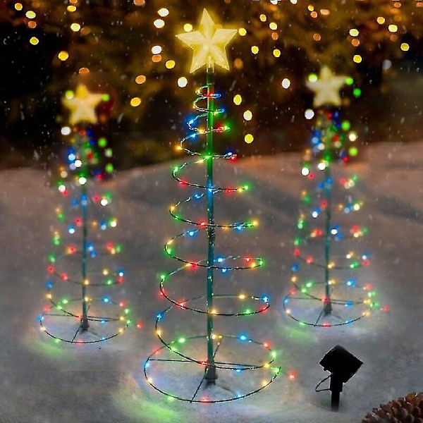 Solcellsdriven LED Julgransbelysning Utomhus Juldekoration Trädgård Lysande Snölampa color