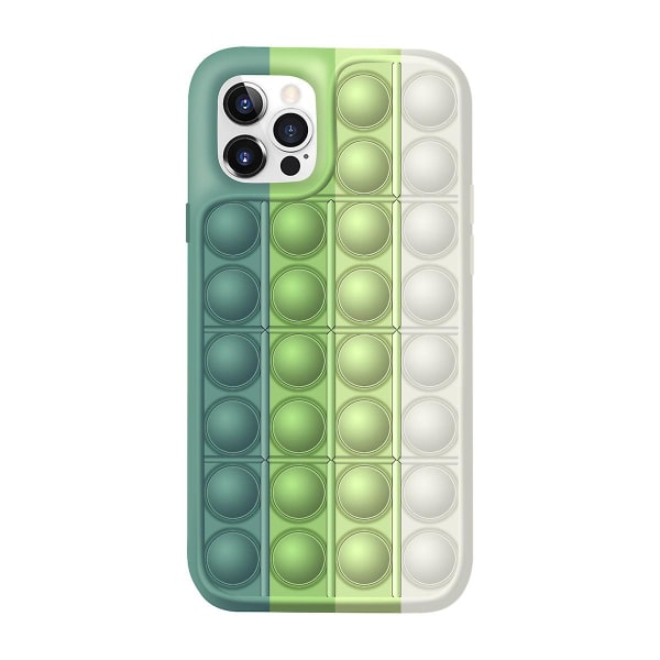 Push Pop It Fidget Toy Bubble phone case för Iphone 12 6,1 tum Green-White