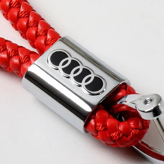 Röd Audi nyckelring i flätat läder, röd Red one size