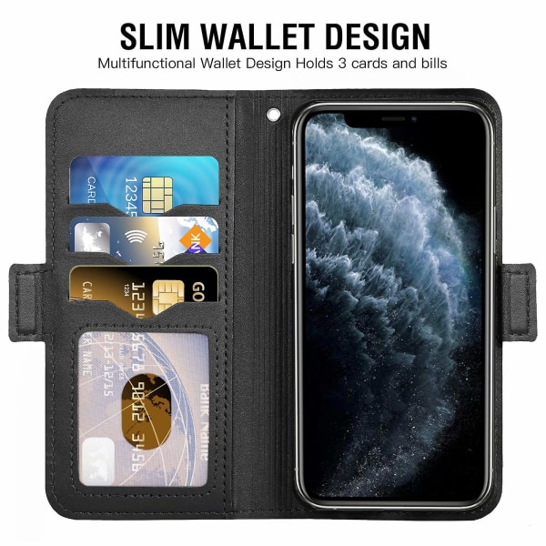 Telefoncover, PU magnetisk lædercover med automatisk vågn/sov funktion, RFID-blokerende kortlommer, stativ, flipcover til iPhone 11 Pro Max