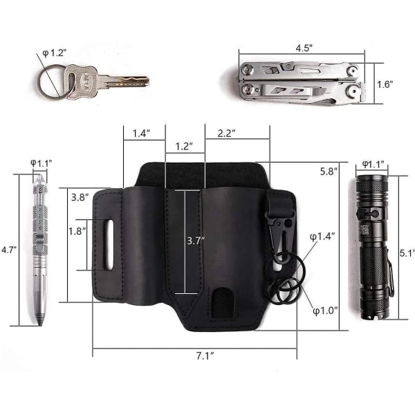 Med nyckelhållare multi, läder bälteshälla midja multi tool hölster, edc multi tool bälteshölster för träning, camping, klättring, fiske, resor
