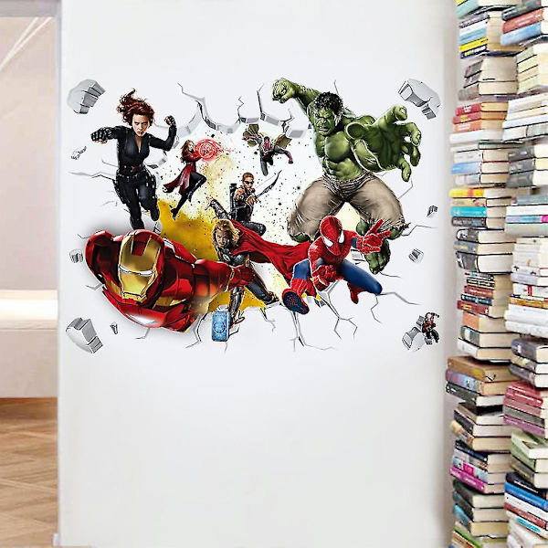 Avengers Hulk Ironman Dekorativ Tecknad Bruten Vägg PVC Väggdekor