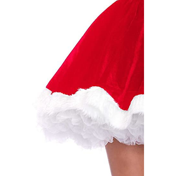 Sammetsklänning med huva och bälte för jul red M