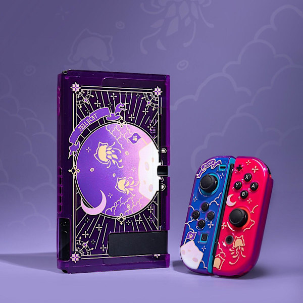 Geekshare jellyfish violet Nintendo Switch-skal, NS skyddande fulltäckande delat TPU mjukt fodral för Nintendo Switch-tillbehör Joystick cap 2
